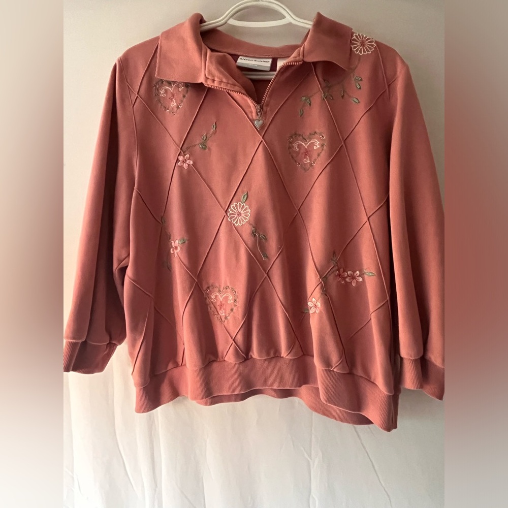 Alfred Dunner Pink Heart Sweater